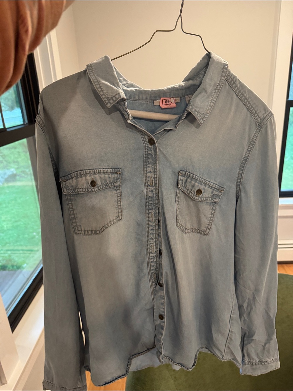 Halogen Light Blue Denim Shirt Jacket - Women Large Petite